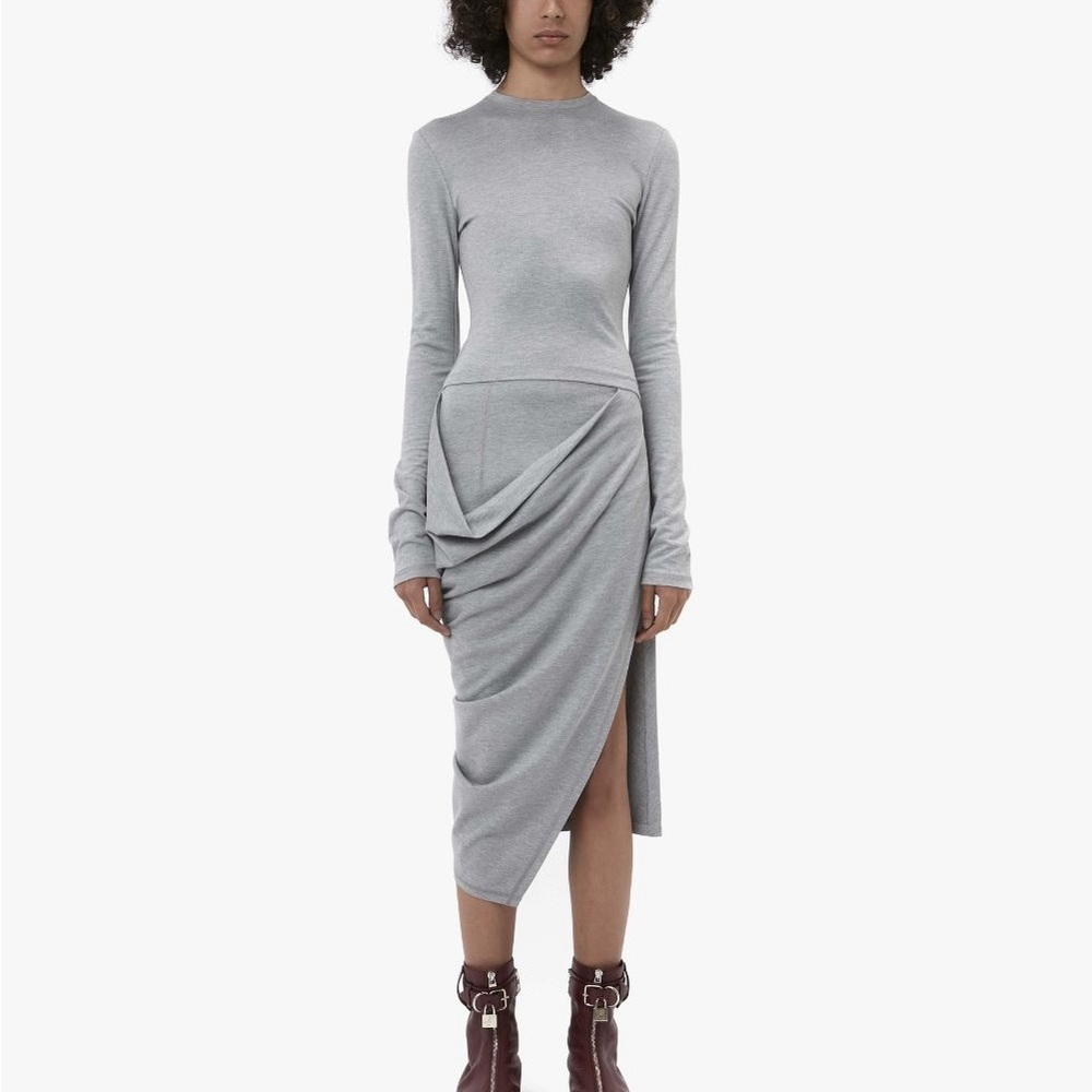 JW Anderson Gray Draped Midi Dress Size M